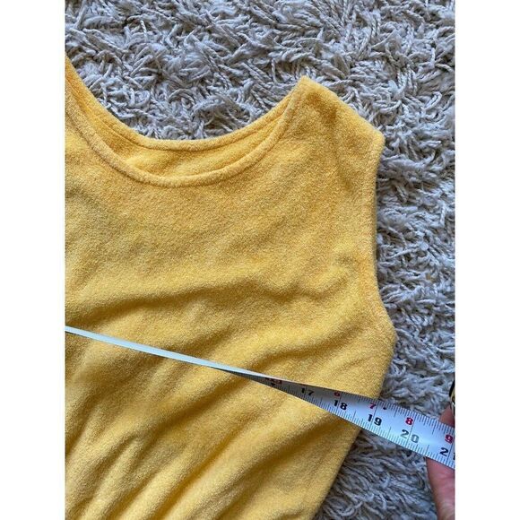 Vintage Gertrude Davenport Dress Long Terrycloth Yellow Large Pocketed Maxi - Picture 7 of 9